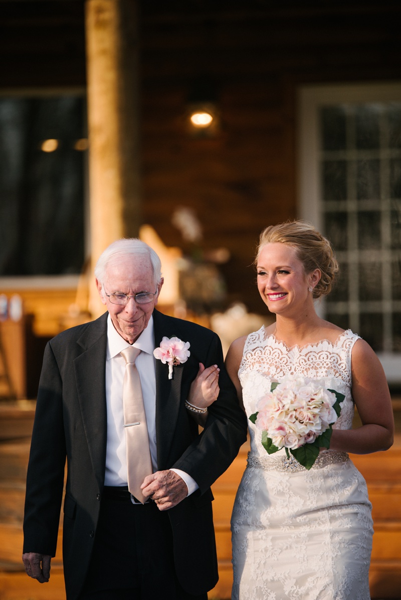 walking down the isle at knotty pine lodge