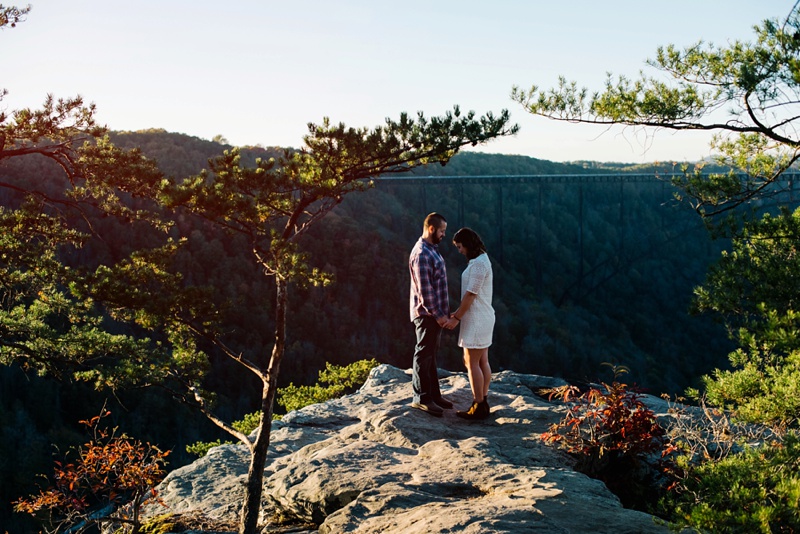 engagement photo in west virginia on the new river gorge