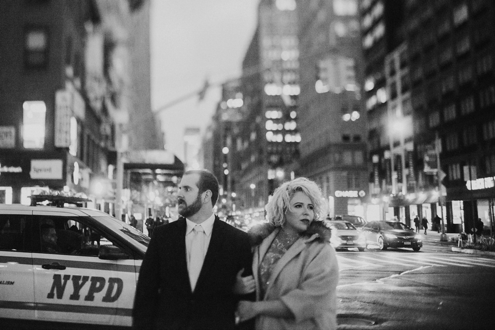 romantic winter NYC engagement portraits 