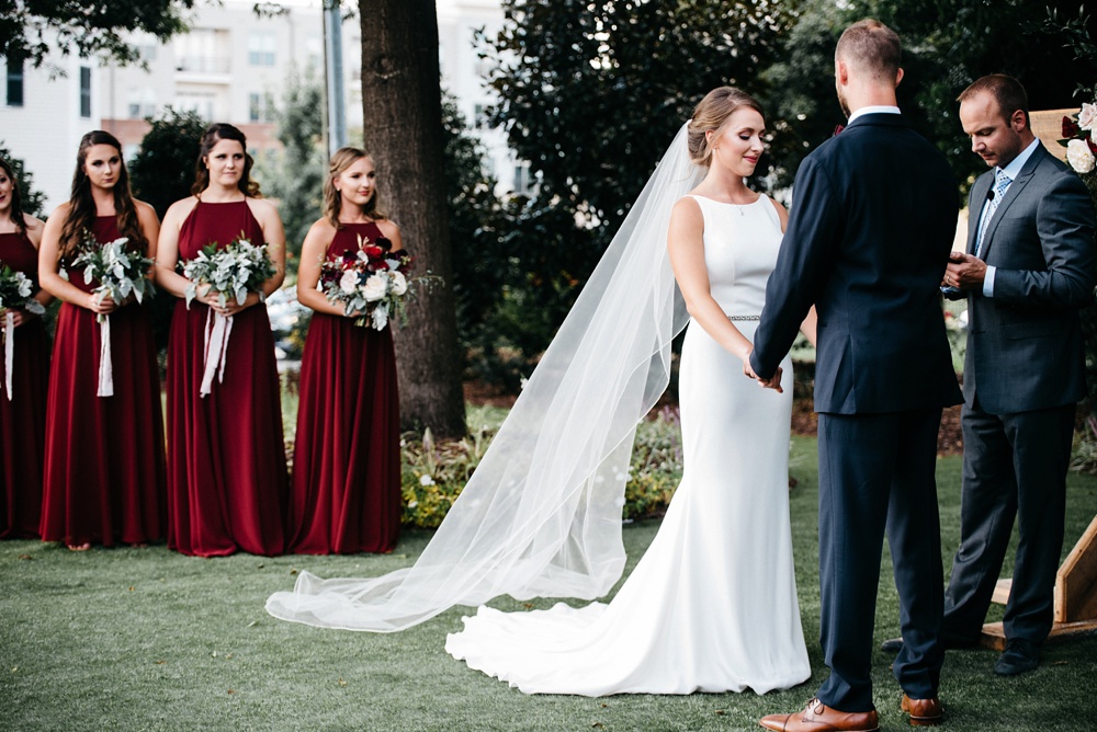 wedding ceremony at the merrimon-wynne house in raleigh, nc