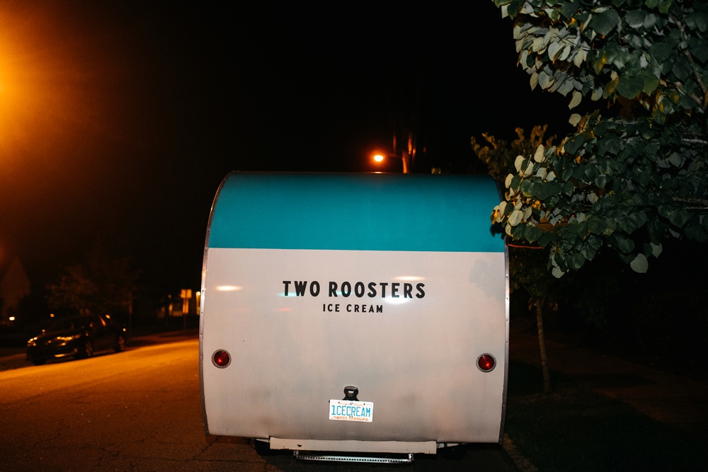 wedding photography taken in raleigh, north carolina of two roosters ice cream