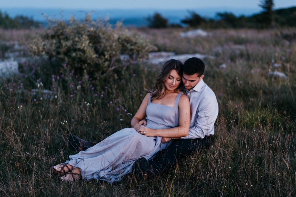 twilight engagement photos taken at dolly sods in wv